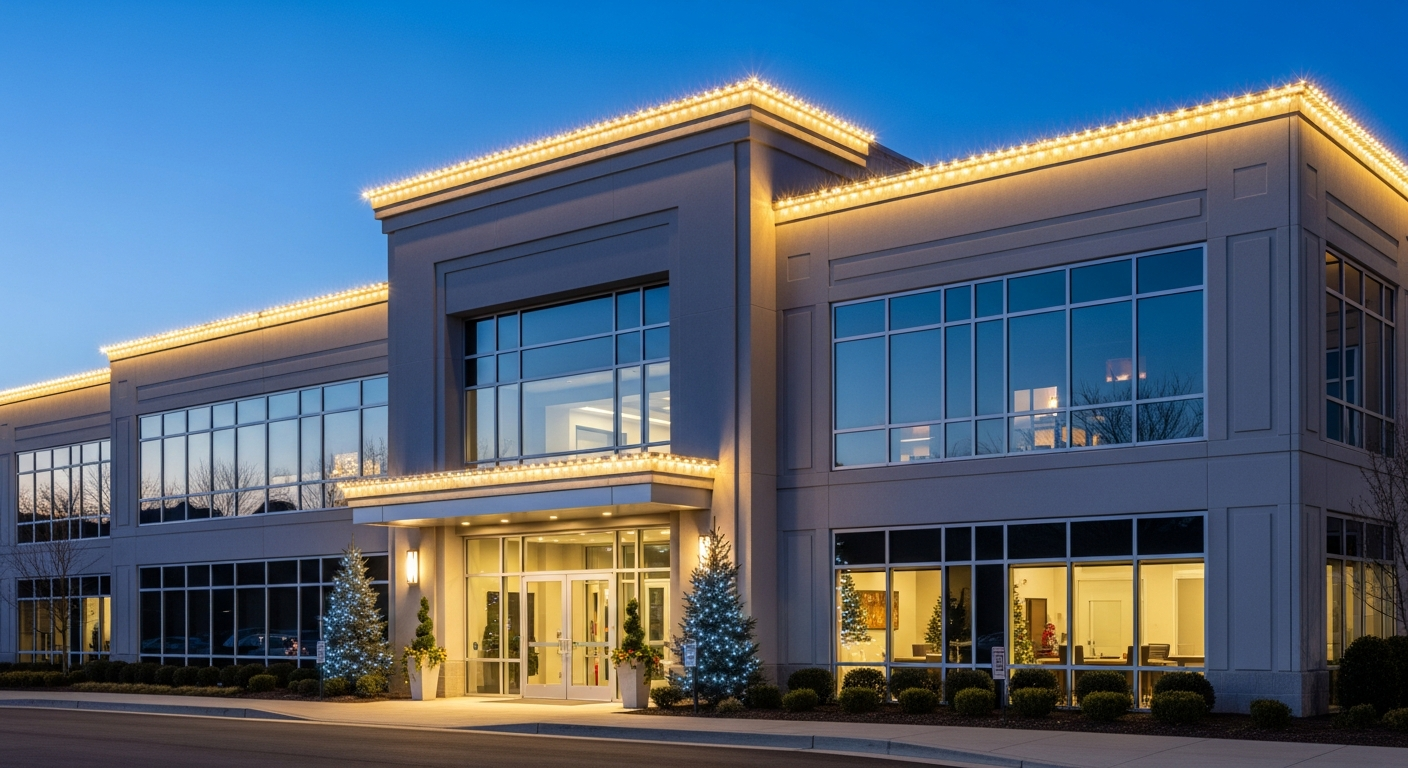 Commercial Christmas light installation